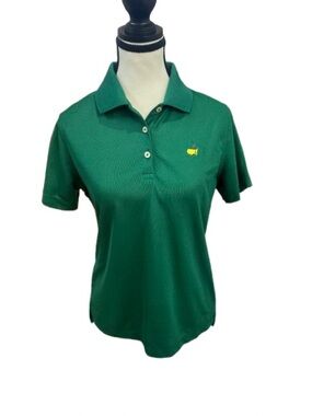 Masters Tech Women's Official Performance Polo Sz M Augusta Green Golf UPF 30